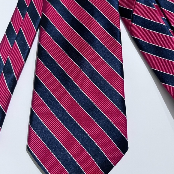 Polo Ralph Lauren Vintage Style Blue & Red Preppy Silk Tie Hand Made in Italy - Picture 2 of 3